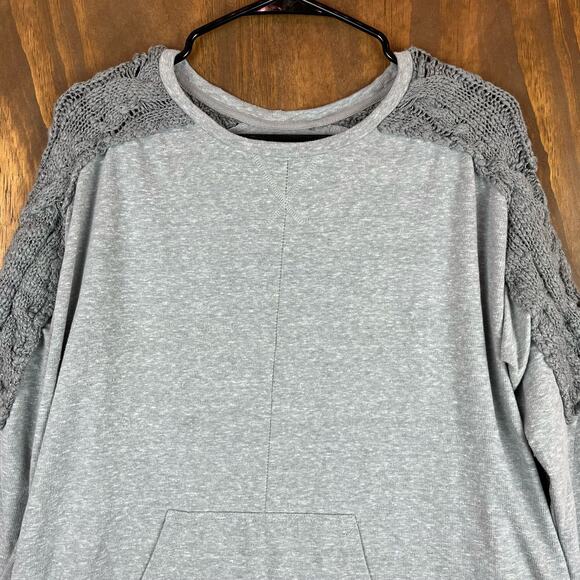 Evys Tree Womens Sweatshirt Gray Pullover Consuelo in Platinum Cable Knit M - Picture 2 of 13